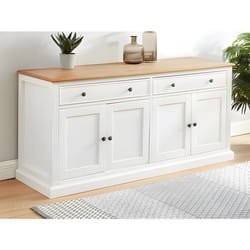 Buffet HONFLEUR - 4 portes & 2 tiroirs - Pin blanc