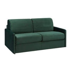 Canapé 4 places convertible express en velours vert sapin - Couchage 160 cm - Matelas 14 cm CALIFE