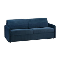 Canapé 4 places convertible express en velours bleu nuit - Couchage 160 cm - Matelas 14 cm CALIFE