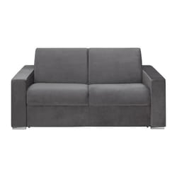 Canapé 2 places convertible express en velours anthracite - Couchage lattes larges 120 cm - Matelas 14 cm CALITO