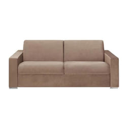 Canapé 4 places convertible express en velours beige - Couchage lattes larges 160 cm - Matelas 14 cm CALITO