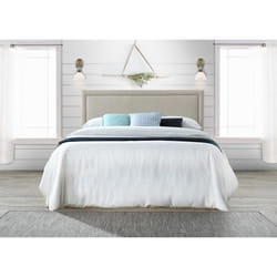 Tête de lit finition cloutée ALVISE - Tissu effet lin - 170 cm - Beige