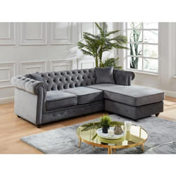 Canapé dangle chesterfield réversible TOLEDO en velours - Anthracite