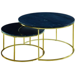 Tables basses gigognes angela de Pascal Morabito Marbre noir et métal doré