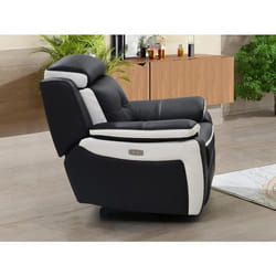 Fauteuil relax électrique en cuir ANGELIQUE - Noir/blanc