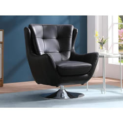 Fauteuil pivotant en cuir de buffle noir ANABA