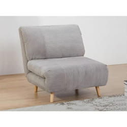 Fauteuil convertible en velours côtelé PALULA - Gris clair