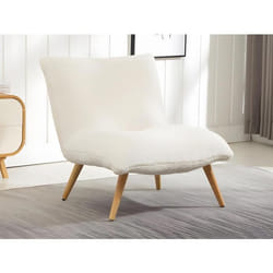 Fauteuil en tissu bouclette effet peau de mouton PEPITA - Blanc