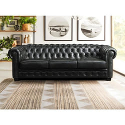 Canapé chesterfield 4 places BRENTON 100% cuir de buffle - Vert empire