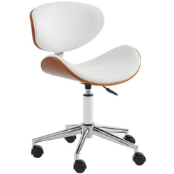 Chaise de bureau MONTENEGRO - Hauteur Ajustable - Simili - Noyer et Blanc