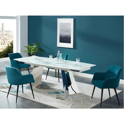 Lot de 2 chaises avec accoudoirs en tissu et métal noir - Bleu - HEKA