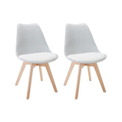 Lot de 2 chaises JODY - Polypropylène et Hêtre - Gris clair