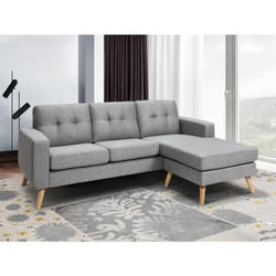 Canapé dangle réversible en tissu gris chiné BARTOLOME