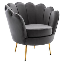 Fauteuil coquillage en velours anthracite dandelion de Pascal Morabito