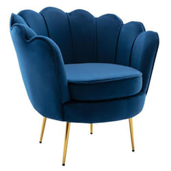 Fauteuil coquillage en velours bleu nuit dandelion de Pascal Morabito