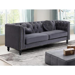 Canapé 3 places en velours TURNER - Anthracite
