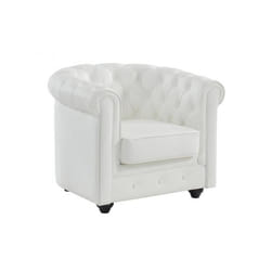 Fauteuil en cuir de buffle blanc CHESTERFIELD