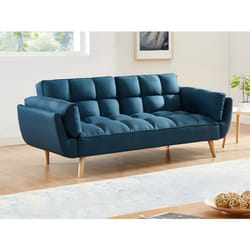 Vente-unique - Canapé 3 Places Convertible Clic-clac En Tissu Bleu Loeline