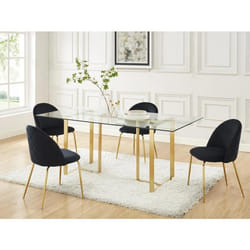 Lot de 2 chaises - Velours et acier inoxydable doré - Noir - MELBOURNE