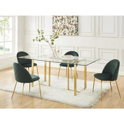 Lot de 2 chaises - Velours et acier inoxydable doré - Vert - MELBOURNE