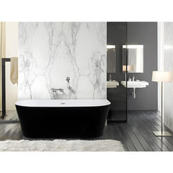 Baignoire semi îlot - 245L - 170 x 75 x 58 cm - Noir brillant - Acrylique - DIVINA
