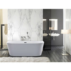 Vente-unique - Baignoire Semi Îlot - 255l - 180 X 75 X 58 Cm - Blanche - Acrylique - Divina