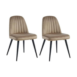 Lot de 2 chaises en velours et métal noir - Beige - ELEANA