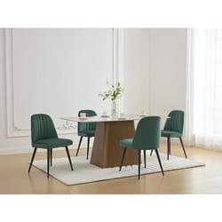 Lot de 2 chaises en velours et métal noir - Vert - ELEANA