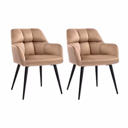 Lot de 2 chaises  avec accoudoirs - Velours et métal - Beige - PEGA de Pascal MORABITO