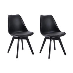 Lot de 2 chaises JODY - Polypropylène et Hêtre - Noir et pieds noir