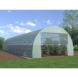 Vente-unique - Serre Tunnel Avec Structure En Acier 36 M² - L300 X L1200 X H200 Cm - Vert - Ipomea