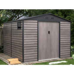 Abri de jardin métal en acier galvanisé effet bois gris 894 m² - ADELMO