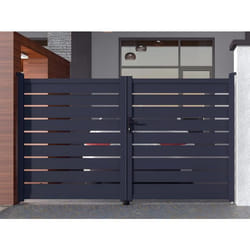Portail battant aluminium ajouré L305 x H183 cm anthracite - PRIMO