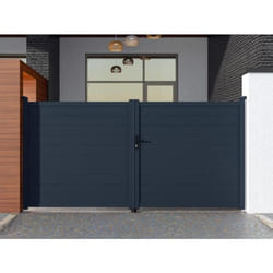 Portail battant aluminium plein L355 x H181 cm anthracite - NAZARIO
