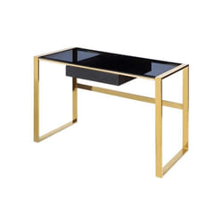 Bureau  avec 1 tiroir - Verre trempé et acier - Noir et doré - SALI de Pascal Morabito