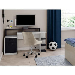 Chaise de bureau MASURIE - Velours - Beige - Hauteur ajustable