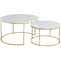 Tables basses gigognes angela - Marbre blanc et métal doré de Pascal Morabito