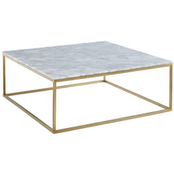 Table basse design aretha de Pascal Morabito Marbre et Métal - Blanc et Doré