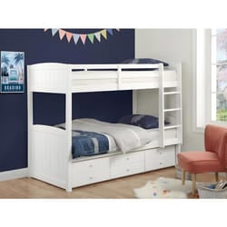Lits superposés séparables ANCHISE II - 2 x 90 x 190 cm - Avec rangements - Pin blanc