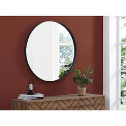 Miroir mural rond en métal - D.80 cm - Noir - JAFFREL
