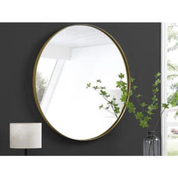 Miroir mural rond en métal - D.80 cm - Doré - JAFFREL