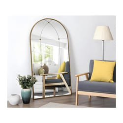 Miroir fenêtre vintage en métal - L. 80 x H. 150 cm -Doré antique - PALMYRE