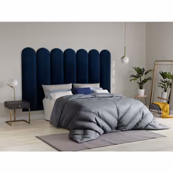 Panneaux muraux tête de lit - 210 cm - Velours - Bleu - JAPI de Pascal Morabito