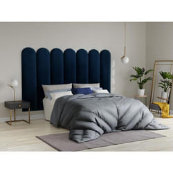 Panneaux muraux tête de lit - 210 cm - Velours - Bleu - JAPI de Pascal Morabito