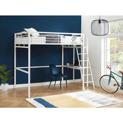 Lit mezzanine CASUAL II - 140 x 190 cm - plateforme bureau - Blanc