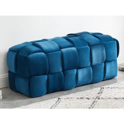 Banc tressé en velours bleu FABERO