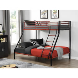 Lits superposés ELEVATIO IV - 90 et 140 x 190 cm - Acier - Noir et rouge