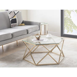 Table Basse En Verre Trempé Et Acier Inoxydable - Doré - Keriane De Pascal Morabito