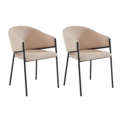 Lot de 2 chaises avec accoudoirs en tissu et métal noir - Beige - ORDIDA de Pascal MORABITO