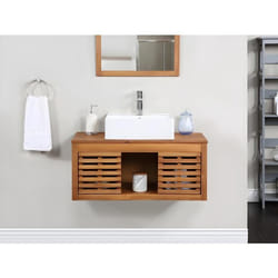 Meuble sous vasque suspendu en bois dacacia - 90 cm - PENEBEL